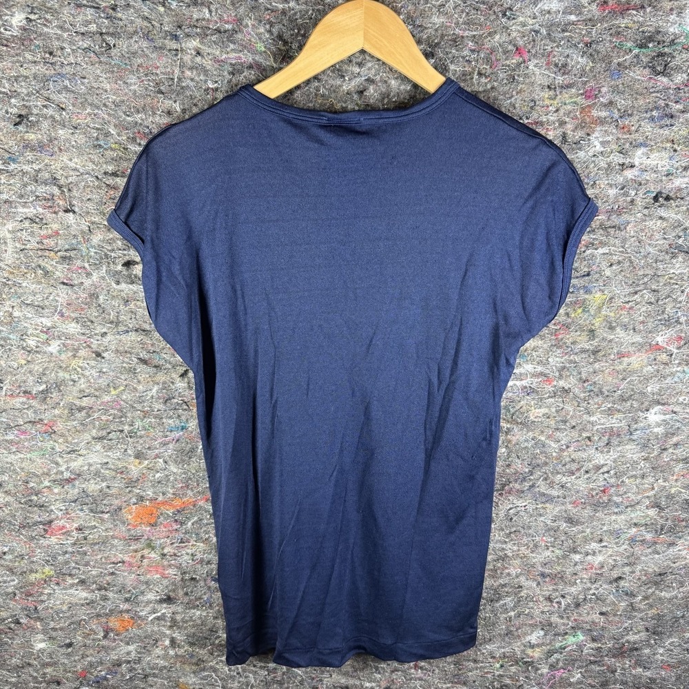 Playboy T-Shirt Womens Navy‎ Blue Vintage Made in USA Cap Sleeve - Picture 7 of 10